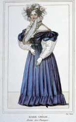 Ritratto di Maria Amalia di Borbone, regina dei francesi, moglie di Luigi Filippo I. Incisione del XIX secolo