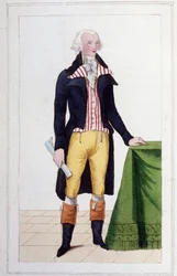 Ritratto di Maximilien Robespierre (1758 - 1794). Incisione del 1830