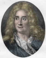 Ritratto di Michel Boyron (Michel Baron), attore e drammaturgo inglese (1653-1729) - incisione