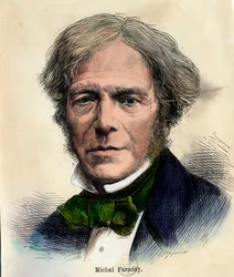 Ritratto di Michel Faraday (1791 - 1867) fisico inglese. Incisione del XIX secolo. Collezione privata.