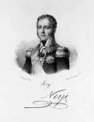 Ritratto di Michel Ney, Duca di Elchingen, Principe della Moscova (1769 - 1815), Maresciallo di Francia. Incisione del XIX secolo.