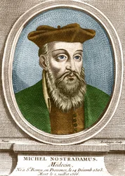 Ritratto di Michel Nostradamus, medico, nato a Saint Remy de Provence il 14/12/1503 e morto il 02/07/1566