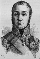 Ritratto di Nicolas Oudinot, Duca di Reggio (1767 - 1847). Incisione della fine del XIX secolo in "Histoire de France" di H. Martin
