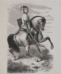 Ritratto di Olivier V de Clisson (1336-1407) (Il Macellaio) a cavallo, basato su un dipinto del Museo di Versailles