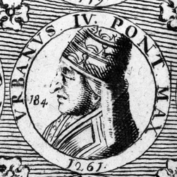 Ritratto di Papa Urbano IV (1185 - 1264). Incisione del XVIII secolo.