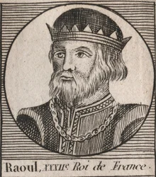 Ritratto di Rodolfo di Francia (o Rodolfo, c. 890-936) Re dei Franchi - Rodolfo di Borgogna, Re di Francia (923-936) - incisione da 
