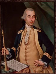 Ritratto di Sante Aguilar, oboista italiano. Dipinto anonimo del XVIII secolo