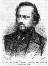 Ritratto di Sir William Thomson, Lord Kelvin (1824-1907) - in "Le meraviglie della scienza" di Louis Figuier