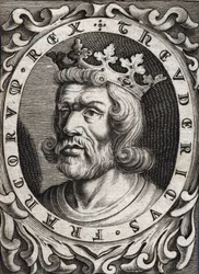 Ritratto di Thierry I (? - 533), re di Austrasia. Incisione del XVIII secolo