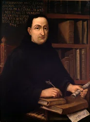 Ritratto del compositore italiano Ferdinando Antonio Lazari (1678-1754). Dipinto anonimo. XVIII secolo. Bologna, civico museo bibliografico
