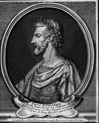 Ritratto del poeta francese Pierre de Ronsard (1524-1585). Incisione del XVIII secolo