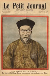 Ritratto del Vice Re di Petchili, Li Hung Chung, Straordinario Ambasciatore Cinese in Francia, in visita ufficiale nel 1896. Incisione in "Le petit journal" 28/07/1896. Collezione Selva
