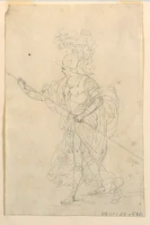 Progetto per un costume teatrale di un guerriero classico