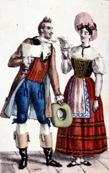 Rappresentazione di Dulcamara e Alina (interpretati rispettivamente da Frezzolini e Heinefetter) nell