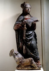 Rappresentazione di Santa Caterina da Siena. Scultura in pietra policroma. XV secolo. Compiegne, Museo Vivenel