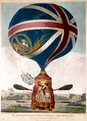 Rappresentazione di un nuovo pallone aerostatico di Vincenzo Lunardi il 13/05/1785