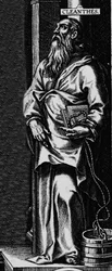 Rappresentazione del filosofo greco stoico Cleante (330-232 a.C.). Incisione dal frontespizio di 