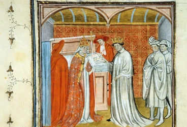 Roberto II il Pio - Miniatura di manoscritto su pergamena del Medioevo, dalle 
