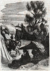 Orlando nel campo dei Saraceni - incisione del 1851 da “Orlando Furioso”