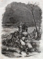 Orlando massacra il popolo di Cymosque - incisione del 1851 da “Orlando Furioso”