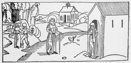 San Pastore. Incisione da “Leben der Heiligen - sommerteil” (Il libro dei santi) di Jacobus (Giacomo) da Varagine (1228-1298). Lubecca 1488.