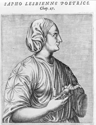 Saffo, poetessa e lesbica. Incisione del XVIII secolo