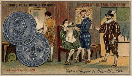 Serie Histoire de la Monnaie Française pubblicata da Chocolat Guérin Boutron. Testone d