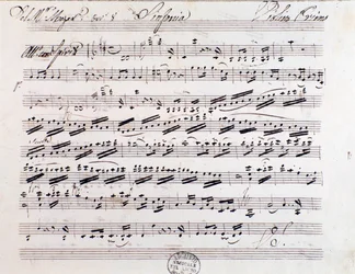 Pagina della partitura per il primo violino nella Sinfonia n. 7, di Mozart