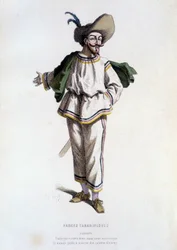 Tabarin, "personaggio delle Farce Tabariniques" (di Tabarin 1622), in "il teatro francese nel XVI e XVII secolo, anteriore a Molière" di Edouard Fournier