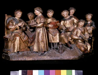 Insegnante e studenti - legno intagliato