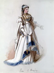 I maestri cantori di Norimberga (Die Meistersinger von Nürnberg), opera creata da Richard Wagner: costume di Eva per la prima rappresentazione. Museo Wagner Bayreuth.