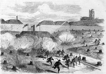 La Comune di Parigi nel 1871. Bombardamento della Porta d