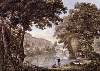 Il Ponte Stern a Weimar, Germania. Incisione del 1793