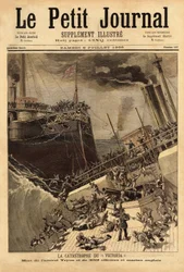 La corazzata Victoria affonda al largo della costa siriana, speronata dalla nave Camperdown. Incisione in "Le petit journal" 8/07/1893. Collezione Selva