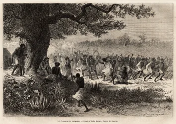 I Vouagogo (tribù della Tanzania) in preparazione per la guerra, sotto l