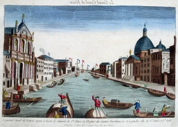 Il grande canale di Venezia. A destra: il Convento di Santa Chiara e la Chiesa dei Carmelitani Scalzi. A sinistra: Chiesa di San Simeone e San Giuda