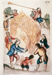 Il raccolto, dal libro "Trujillo del Peru" o "Codice Martínez Compañón", di Baltazar Martinez Compañón y Bujanda, vescovo di Trujillo (1782-1785)
