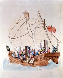 Il carico di una caravella del XIII secolo è sul mare