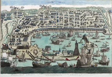 Il porto di Messina - incisione del XVIII secolo