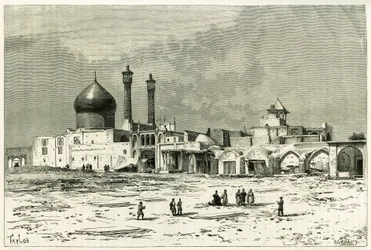 La tomba di Fatma a Koum, incisione di Taylor, da una fotografia, per illustrare la storia "Persia, Caldea e Susiana" nel 1881-82, di Jane Dieulafoy (nata Magre)