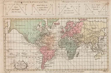 Il mondo secondo la proiezione di Mercatore o di Edw Wright, c.1730