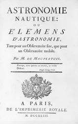 Pagina del titolo di Astronomia Nautica: o Elementi di Astronomia di M. de Maupertuis (Pierre-Louis Moreau de) (1698 - 1759). 1743.