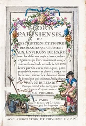Frontespizio del 1° volume, Flora Parisiensis o Descrizioni e figure delle piante che crescono intorno a Parigi