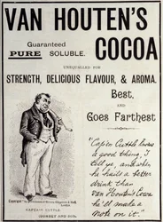 Adesivo pubblicitario del cacao Van Houten, circa 1890