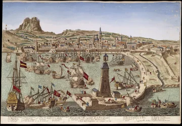 Veduta di Barcellona e del suo porto - veduta ottica