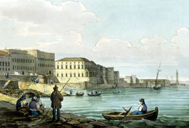 Veduta di Santa Lucia, Napoli. Acquerello intorno al 1850