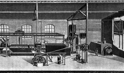 Veduta di una fabbrica di ghiaccio nel 1860. (Installazione doganale)