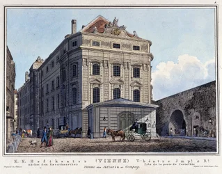 Veduta del Teatro Nazionale di Corte di Vienna nel XIX secolo.