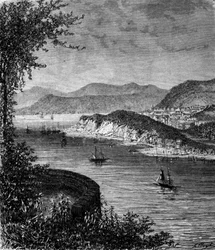Veduta del fiume San Lorenzo in Nord America. Incisione del XIX secolo