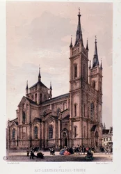Veduta della chiesa di Lerchenfelder a Vienna. Austria Incisione del 1830 Collezione privata